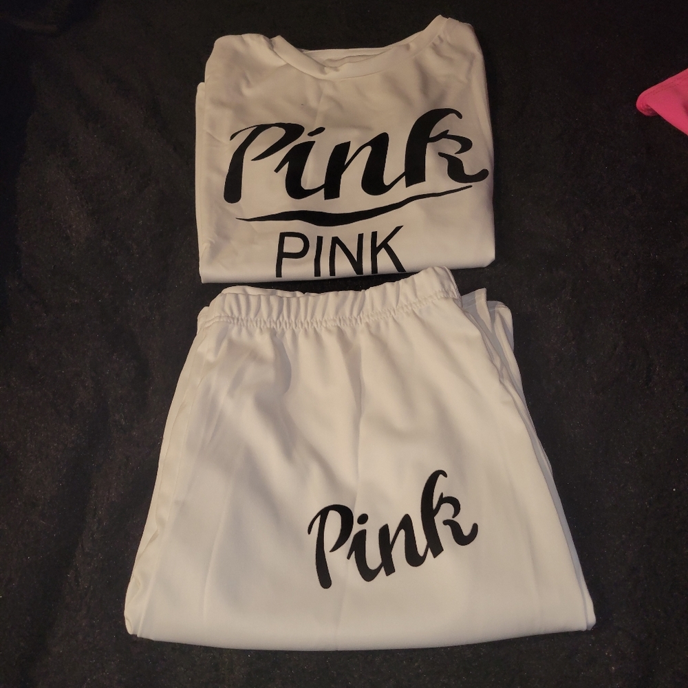 PINK White Short Set
